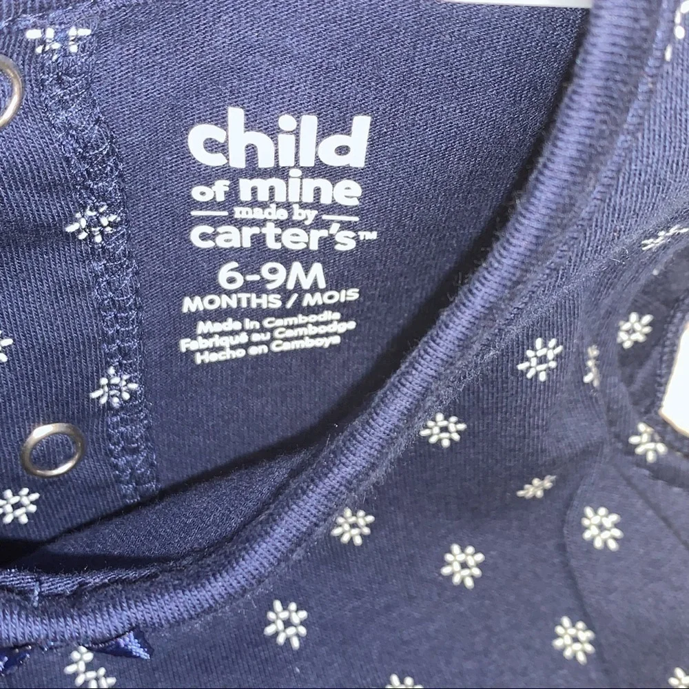 Carter's Child of Mine Blue 12M White Red Watermelon Bodysuit Dress Romper NEW